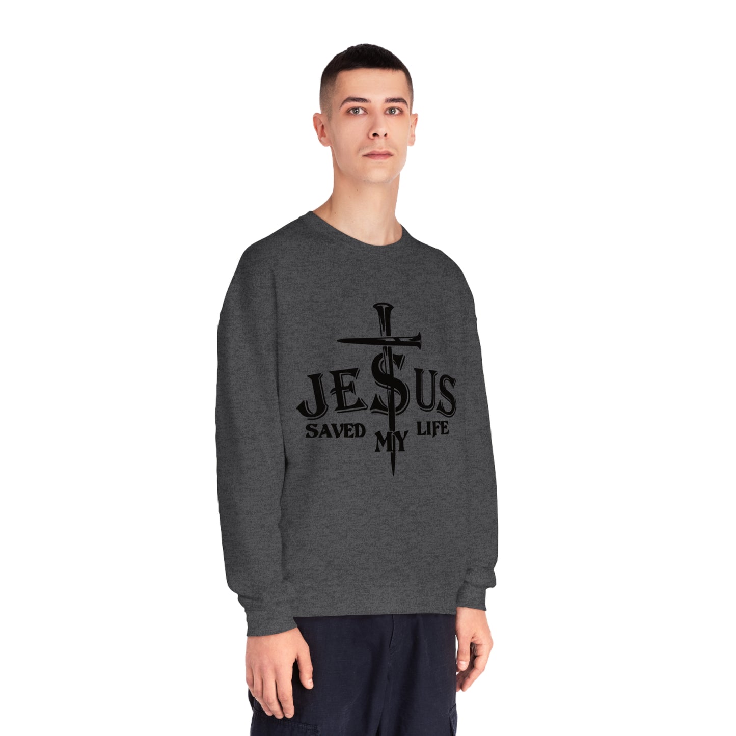 Jesus Saved My Life, Unisex NuBlend® Crewneck Sweatshirt