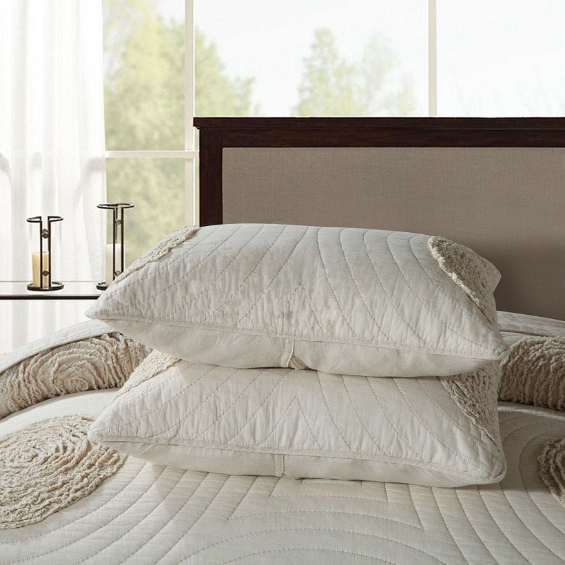 Embroidered quilted bedding