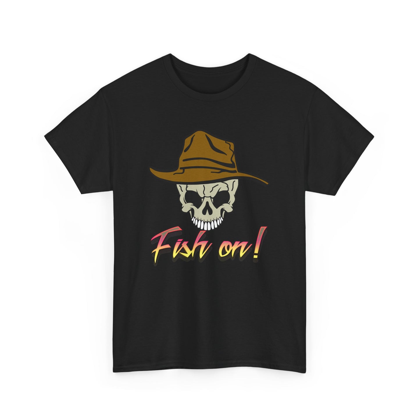 Fish on Skull. Heavy Cotton T-Shirt