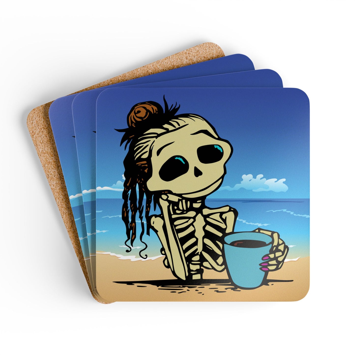 Coffee Girl. Corkwood Coaster Set