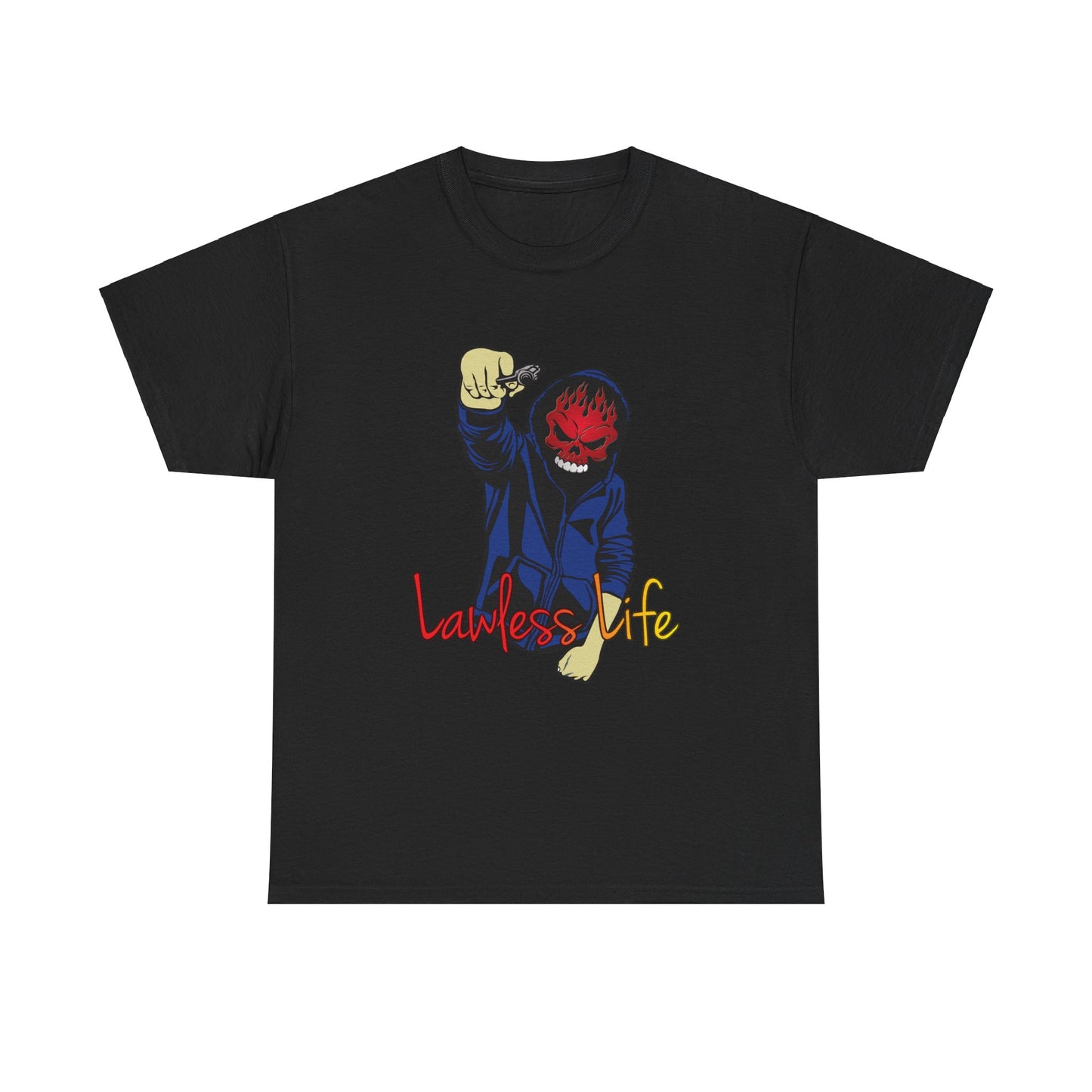 Lawless Life Skull Thug. Heavy Cotton T-Shirt