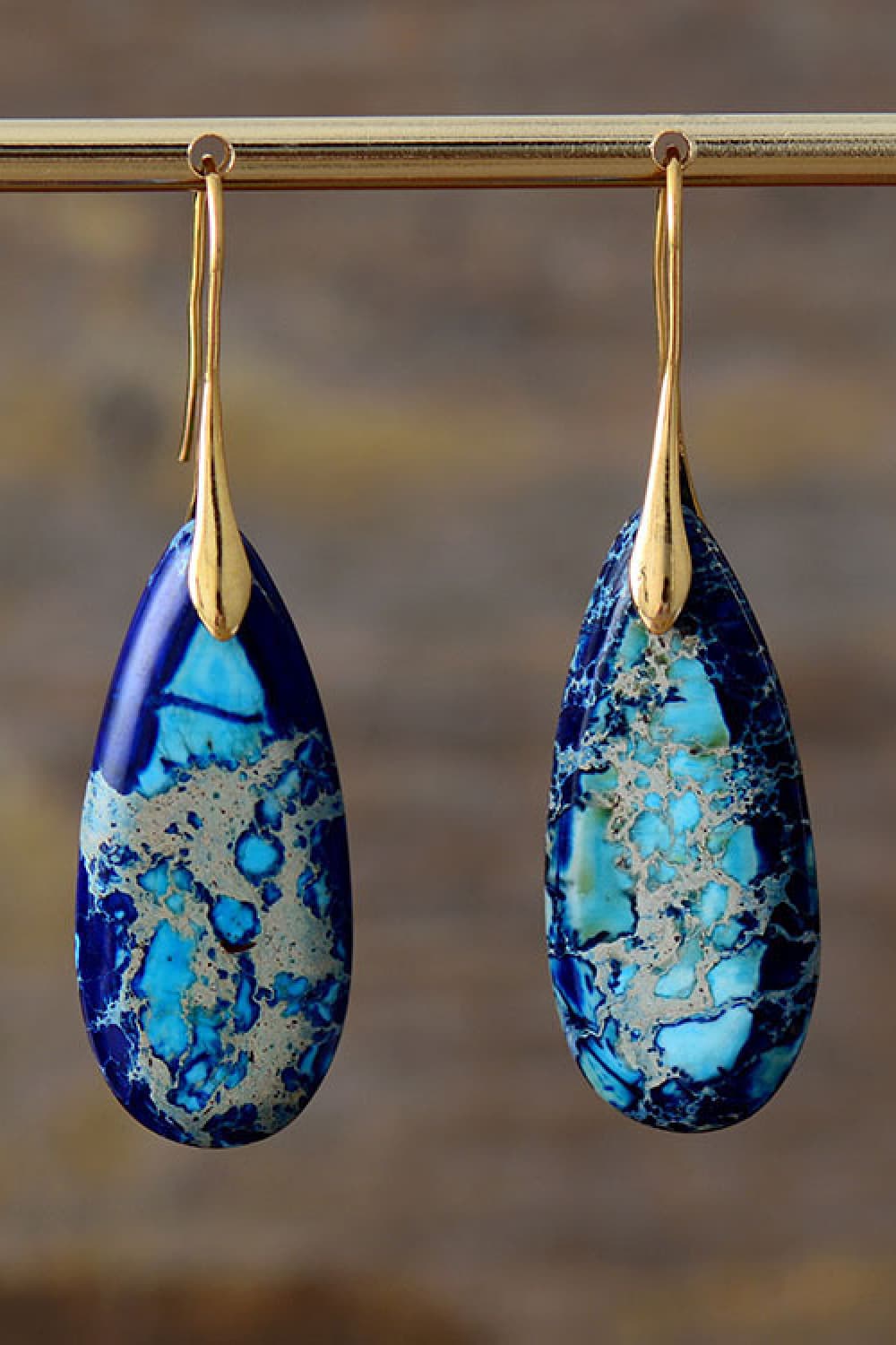 Handmade Teardrop Shape Natural Stone Dangle Earrings