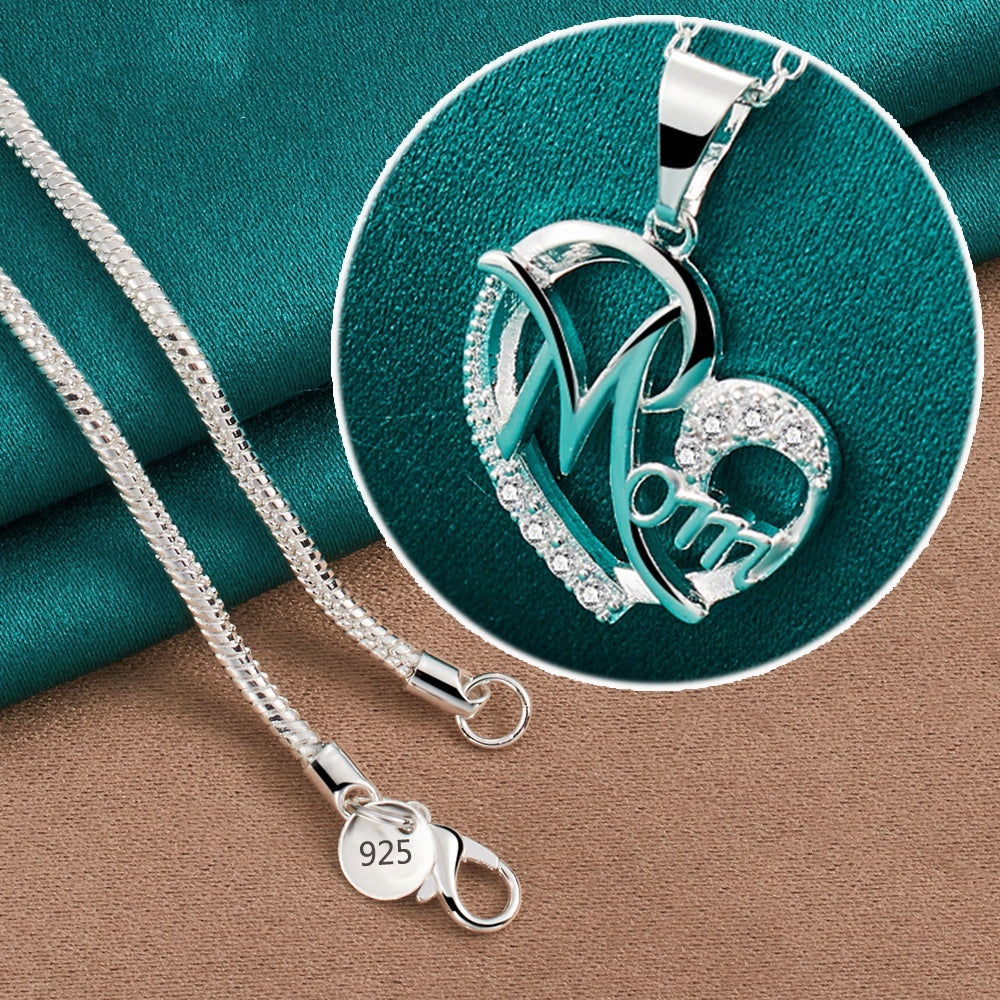 Mom Inlaid Zircon Pendant Necklace