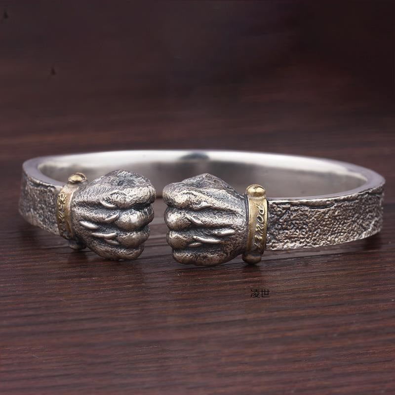 Fist Bump Power Silver Bracelet