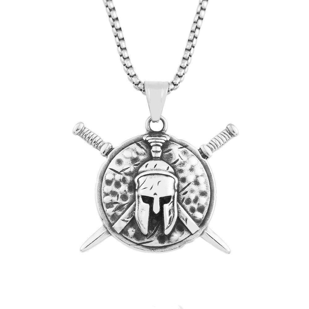 Double Sword Spartan Pendant Necklace