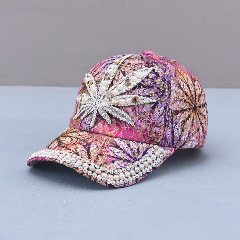 Rhinestone Leaf Baseball Hat