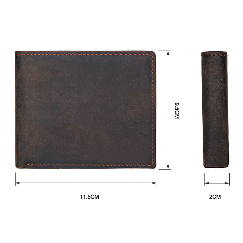 Men's Top Layer Crazy Horse Skin Multifunction Wallet