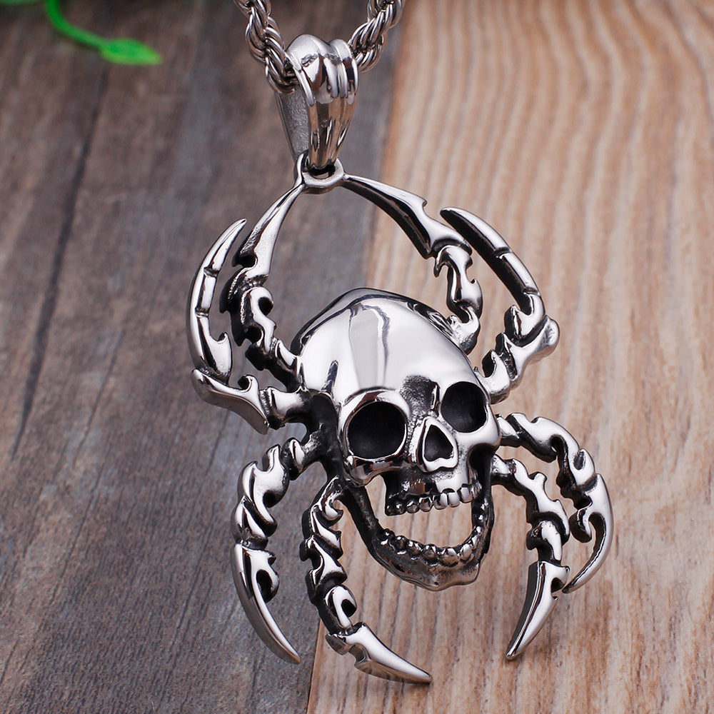 Spider Skull Pendant Necklace