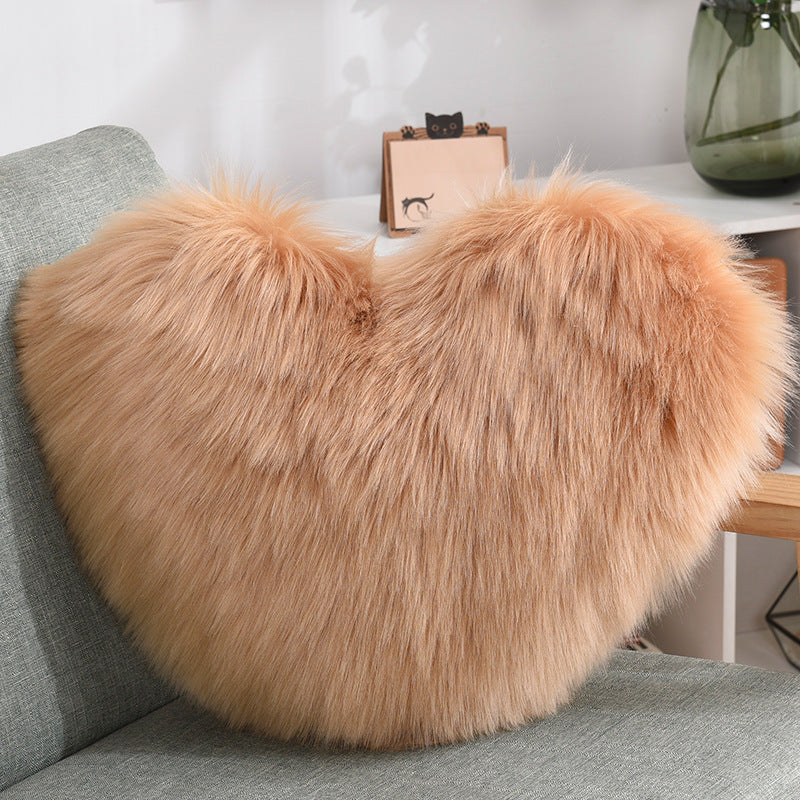 Heart Shape Long Plush Fluffy Pillow Covers