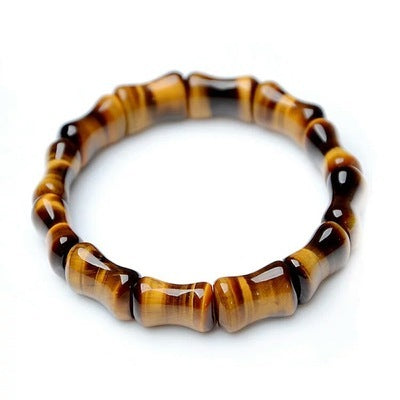 Natural Tiger Eye Stone Bamboo Shape Bracelet