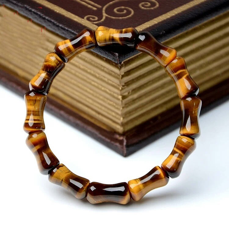 Natural Tiger Eye Stone Bamboo Shape Bracelet