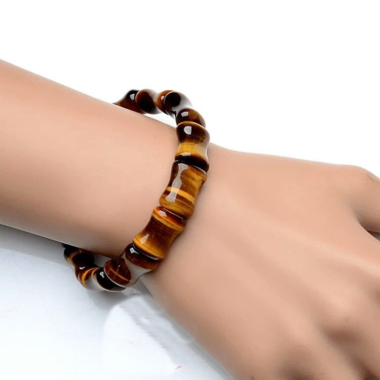 Natural Tiger Eye Stone Bamboo Shape Bracelet