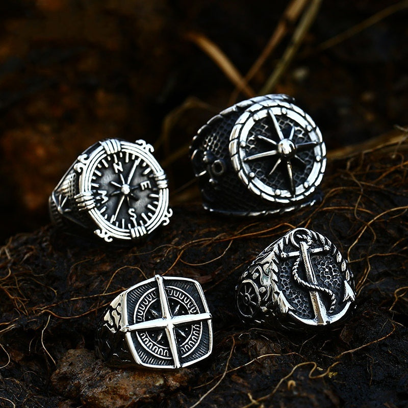 Titanium Steel Compass Ring