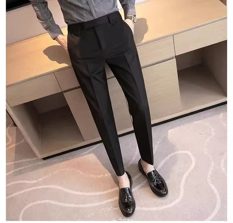 Casual Suit Pants Men's Cropped Suit Pants Straight