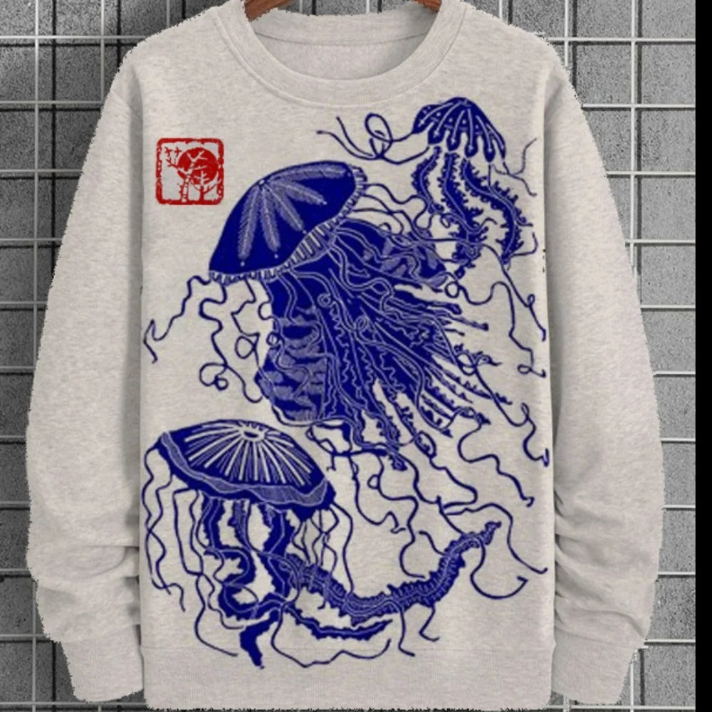 Ocean Creature 3D Digital Printed Round Neck Sweater