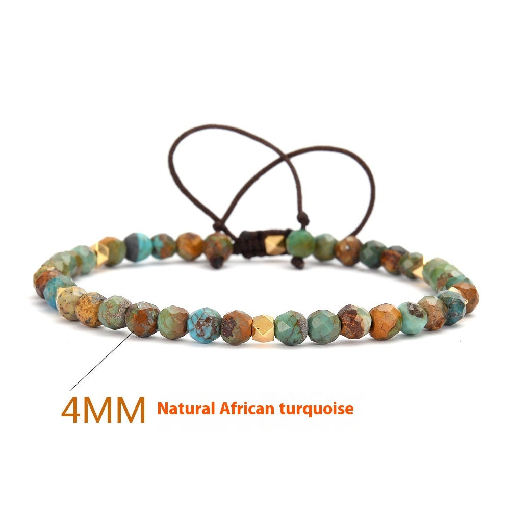 Natural African Turquoise Braided Adjustable Bracelet