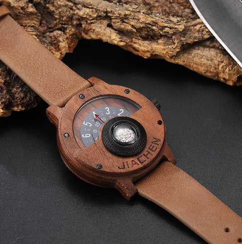 Multifunctional Compass Wood Watch