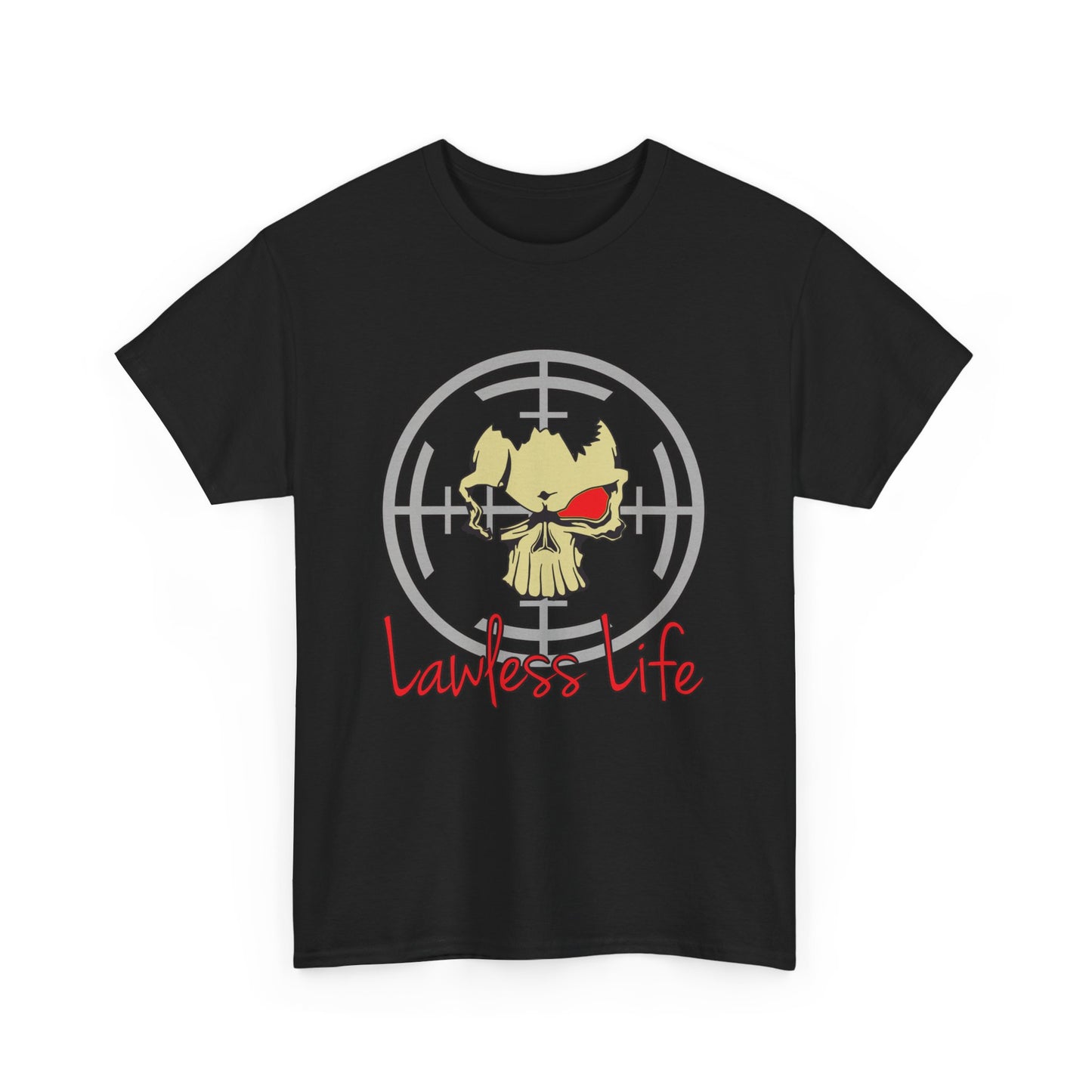 Lawless Life Skull Sight. Heavy Cotton T-Shirt