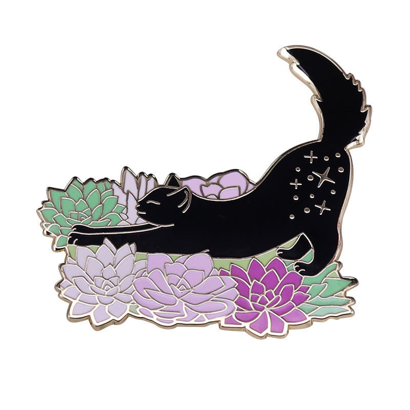 Stretching Cat Pin