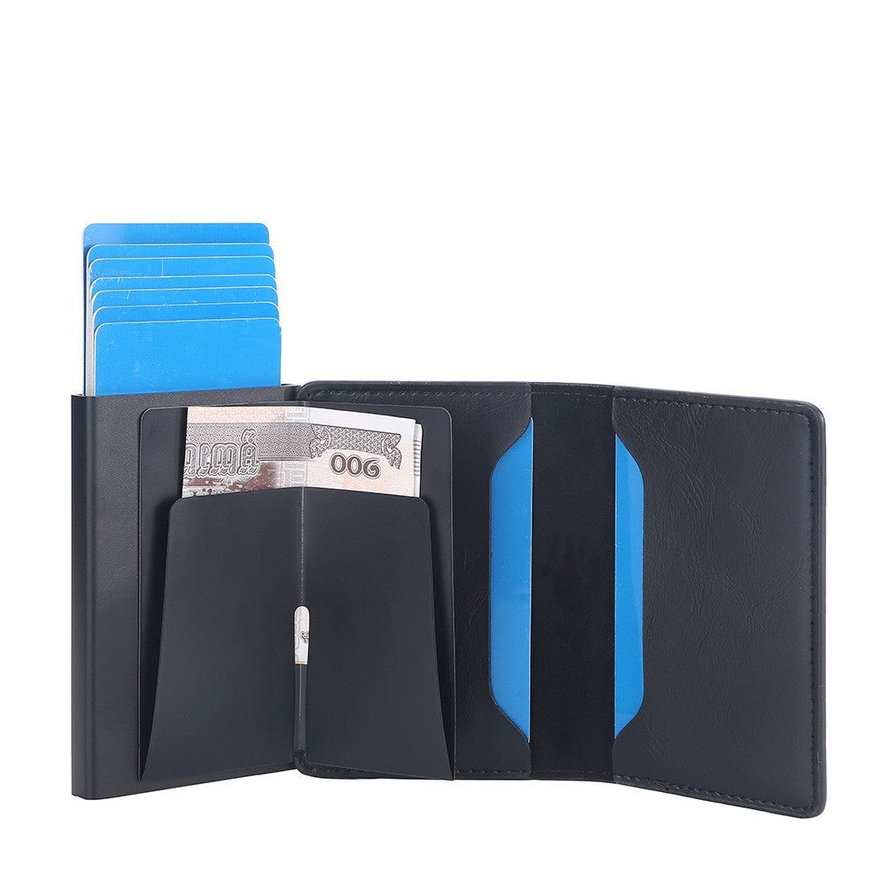 Crazy Horse Leather Anti-degaussing Card Clamp Wallet