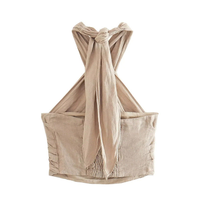 Fashion Halter Linen Vest Top