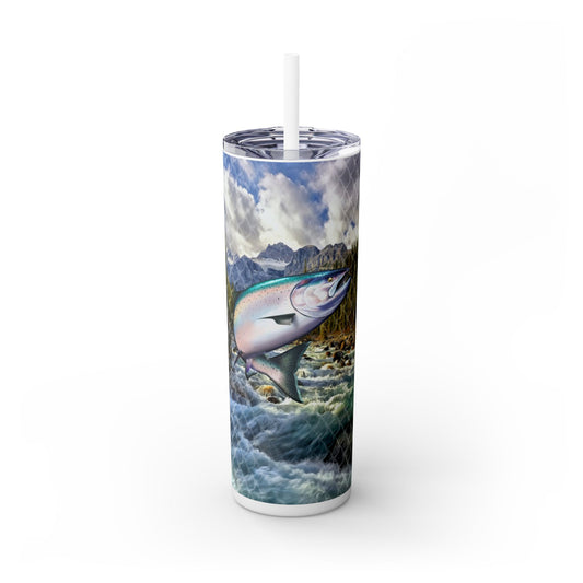 Stealhead River. 20oz Skinny Tumbler with Straw