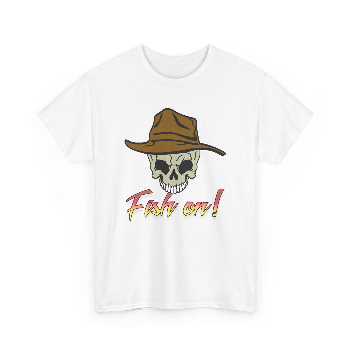 Fish on Skull. Heavy Cotton T-Shirt