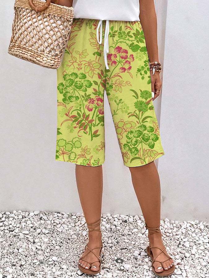 Casual Floral Print Bermuda Shorts