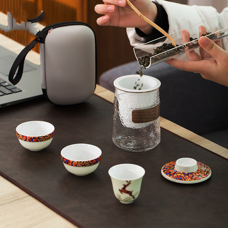 Ceramic & Glass Portable Tea Set