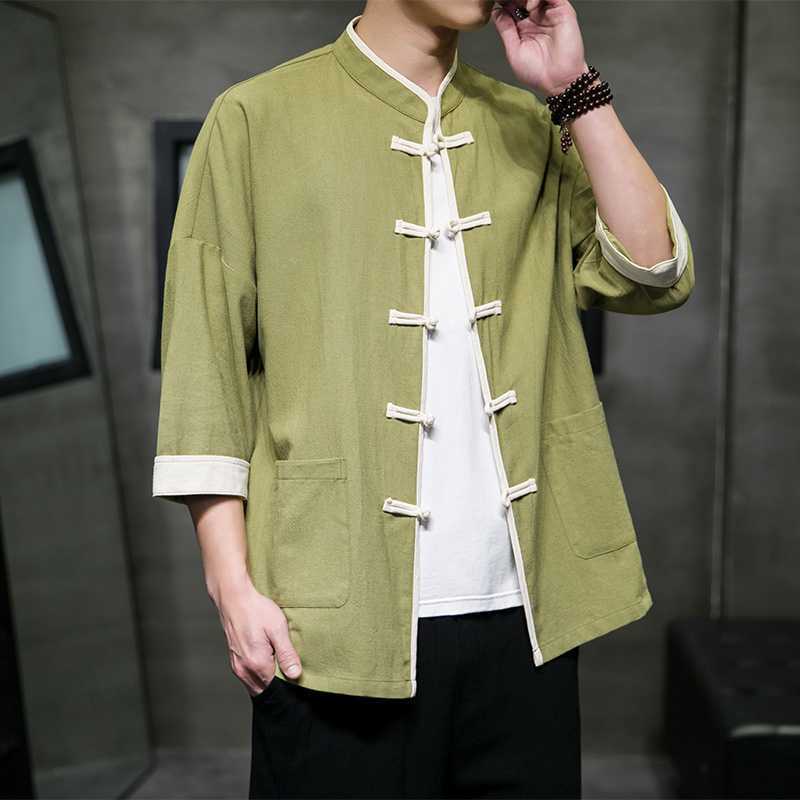 Chinese Style Summer Thin Cotton Linen Short Sleeve Shirt