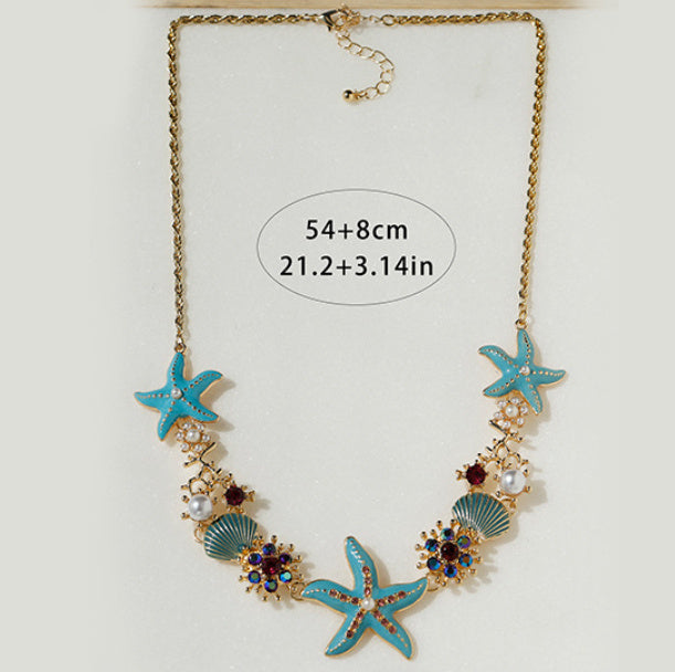 Starfish Shell Clavicle Chain Necklace