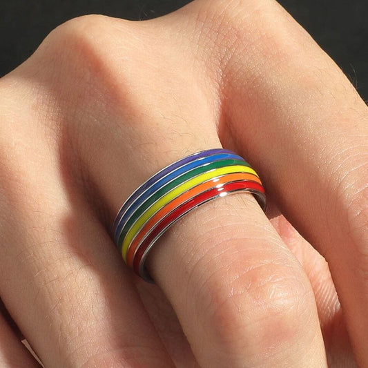 Men's Titanium Steel Rainbow Ring