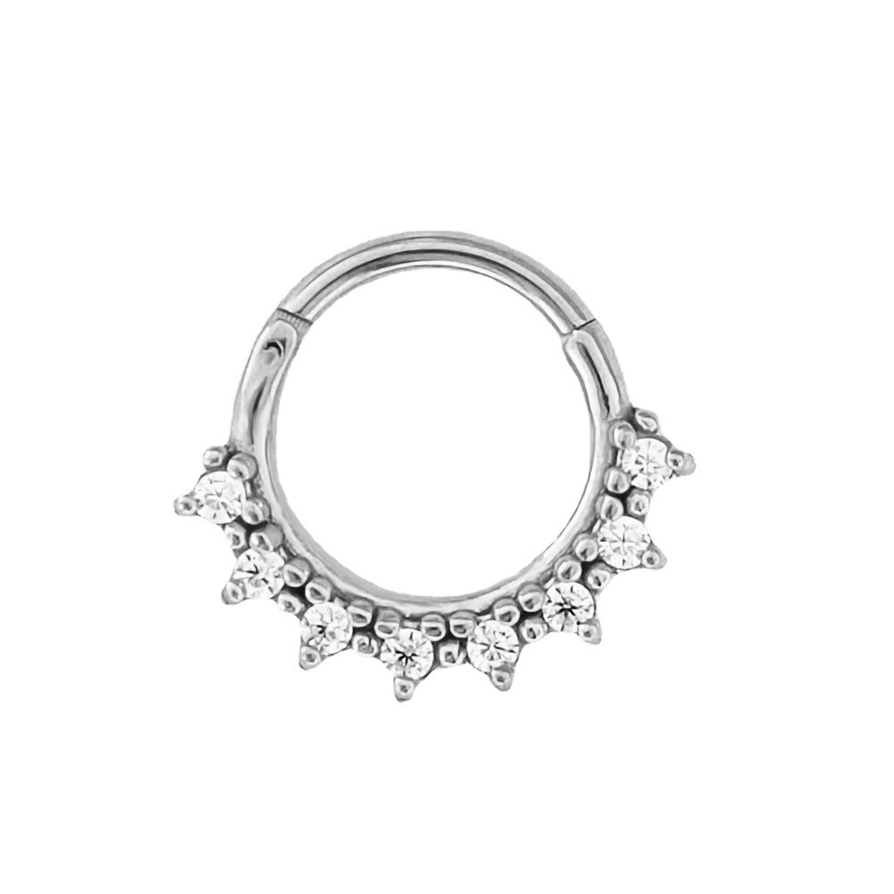 Stainless Steel Lace Inlaid Zircon Nose Ring