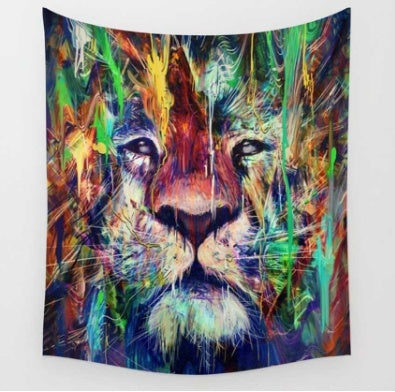 Colorful Lion tapestry wall hanging