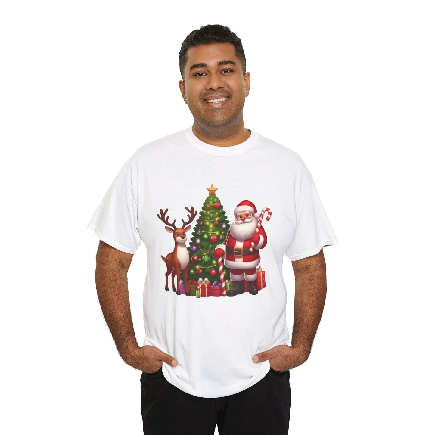 Santa Christmas Tree. Heavy Cotton T-Shirt