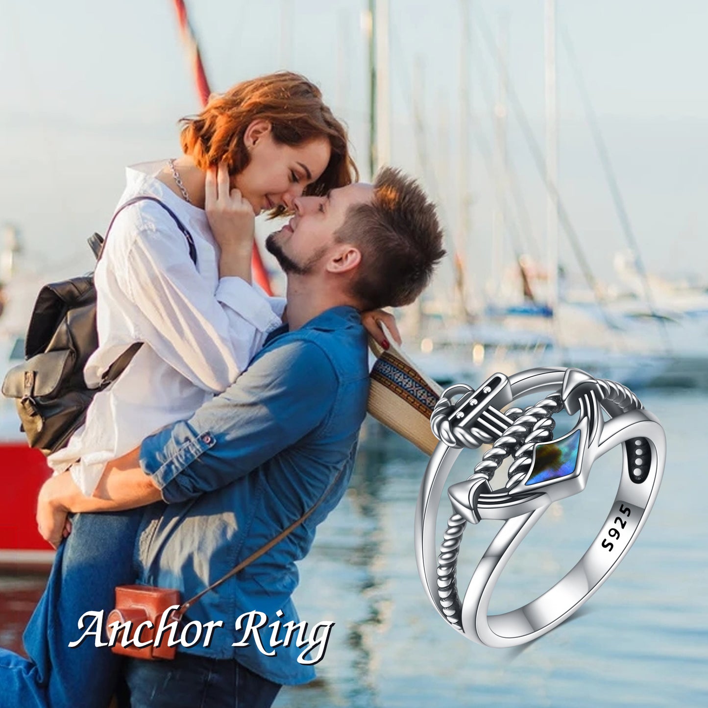 Sterling Silver Nautical Anchor Ring