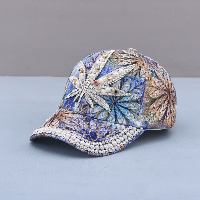 Rhinestone Leaf Baseball Hat