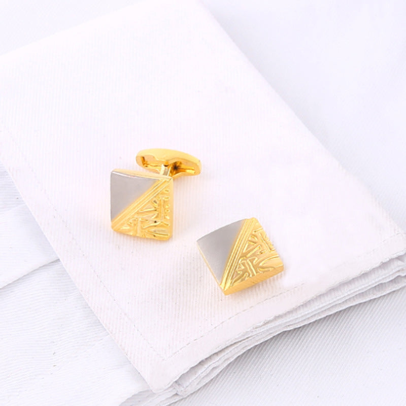 Square Pattern Gold And Silver Cufflinks