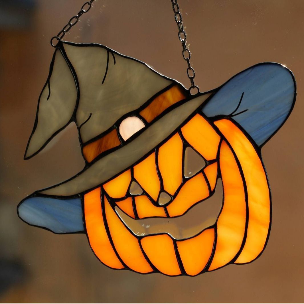 Halloween Pumpkin Stained Glass