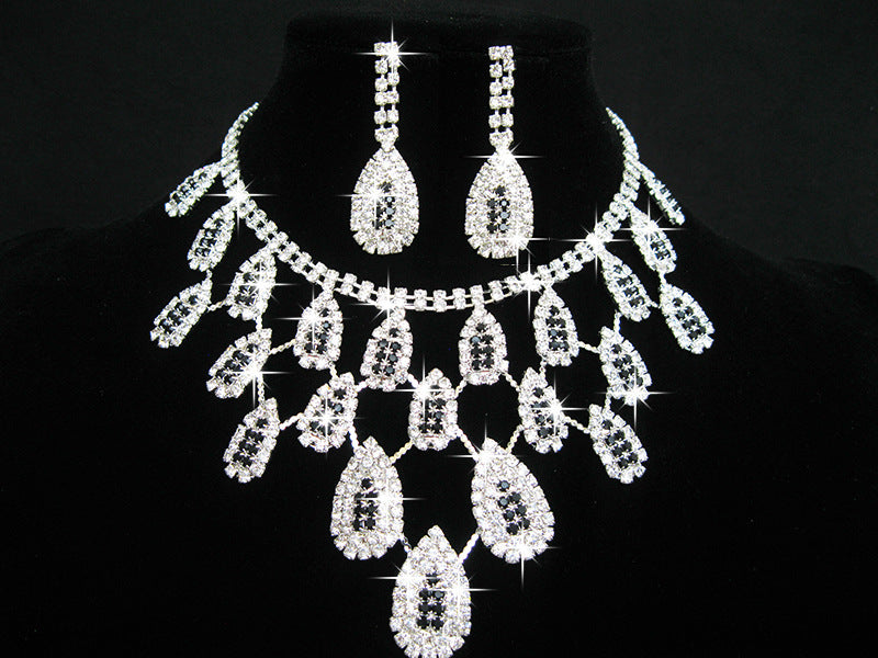 White Rhinestone Necklace Set