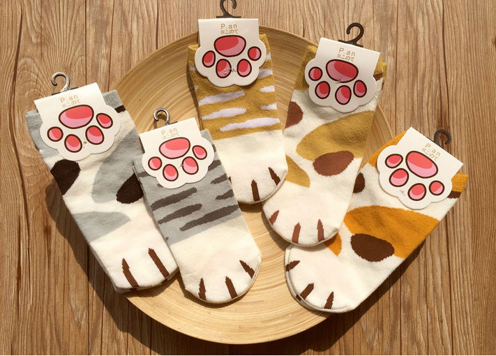 Fashion Cartoon Cat's Paw Boat Socks