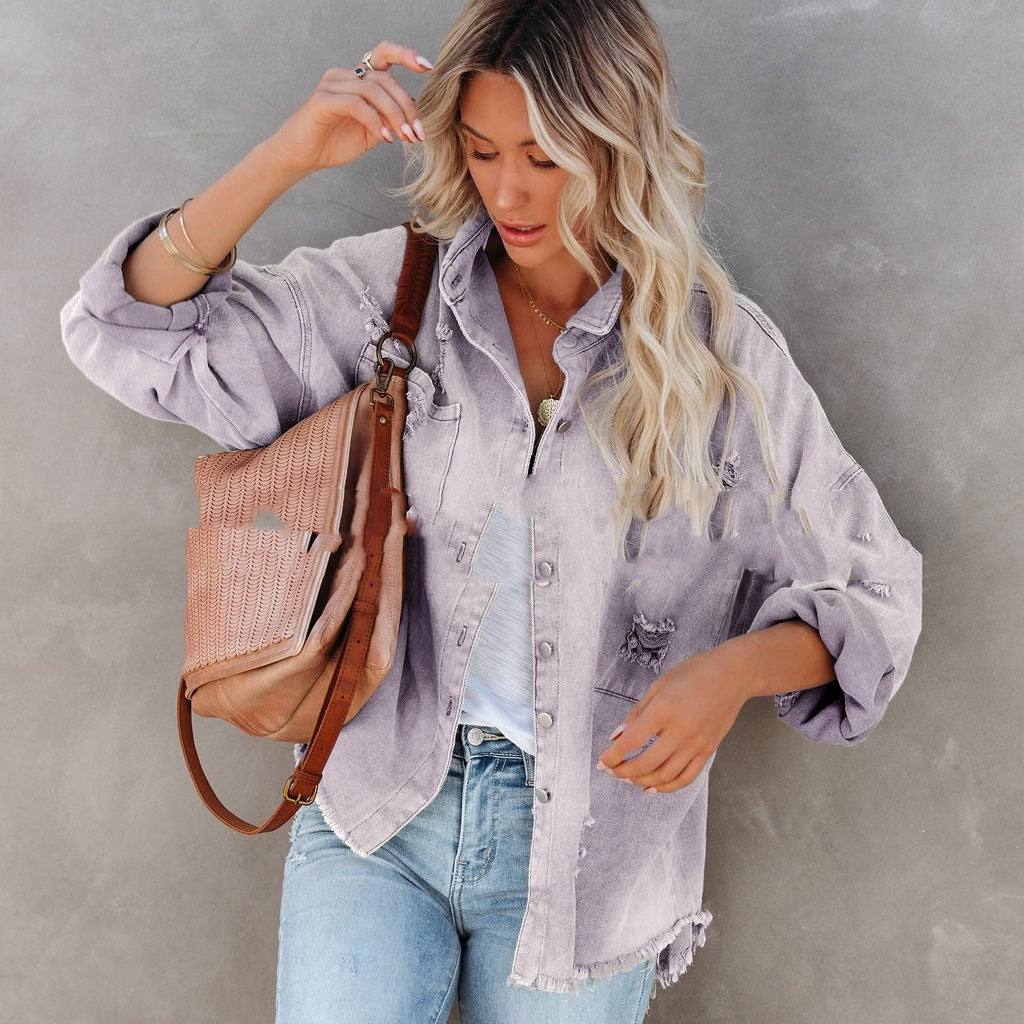 Ripped Denim Coat