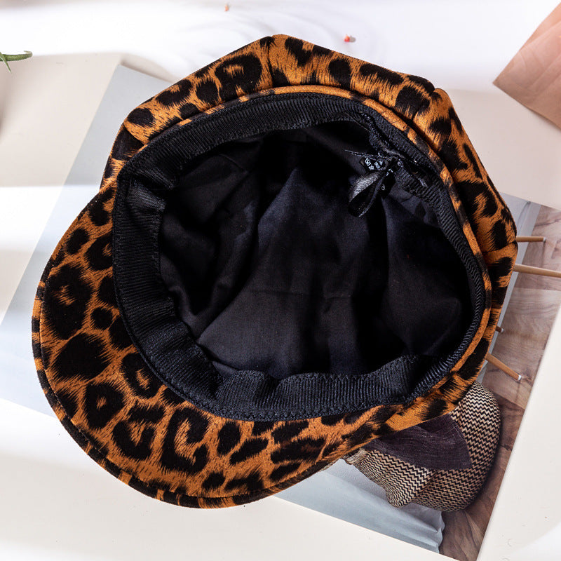 Leopard Print Octagonal Hat