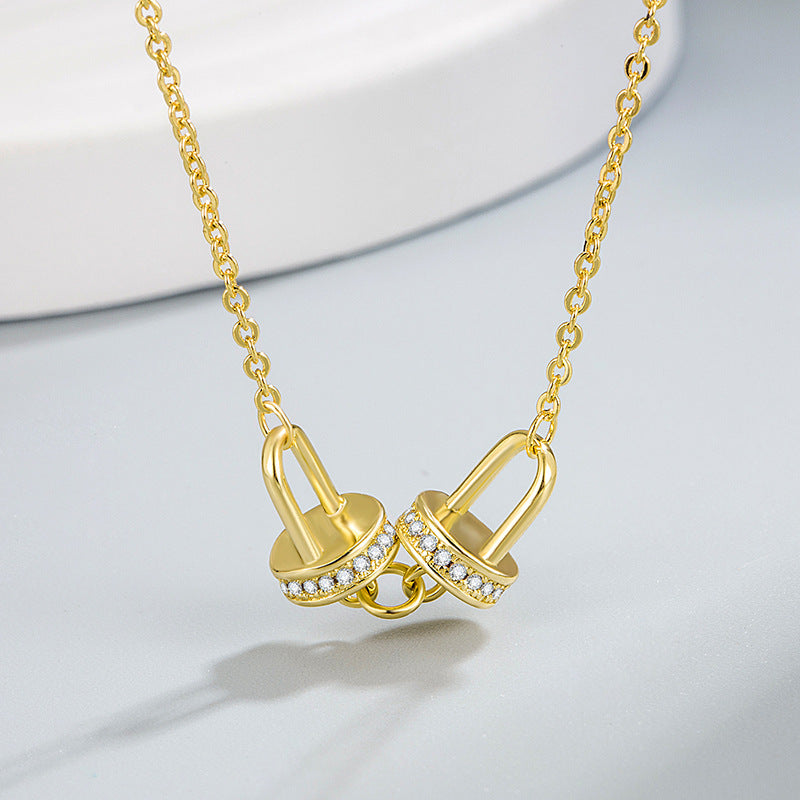 Diamond-embedded Cross-loop Necklace