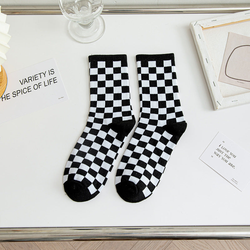 Chessboard Fashion Tube Socks