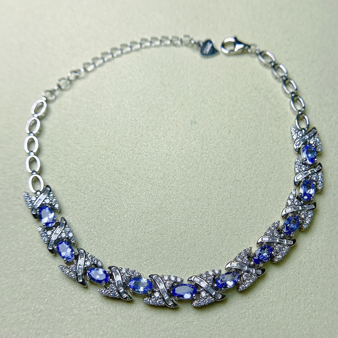 Natural Tanzanite S925 Silver Bracelet