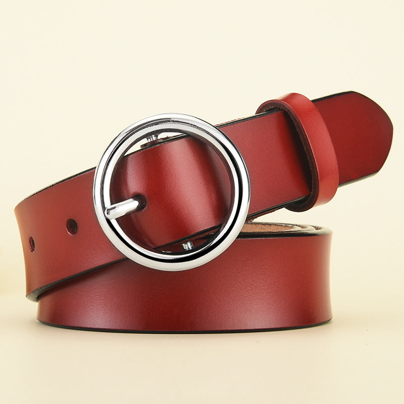 Leather Round Buckle Belt