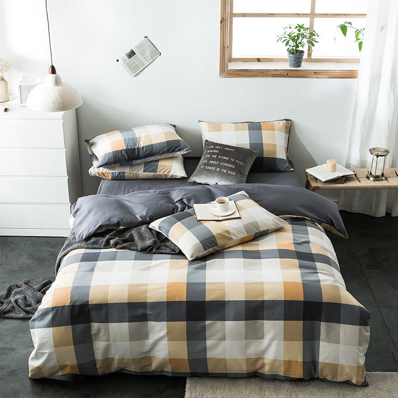 Checkered cotton bedding set