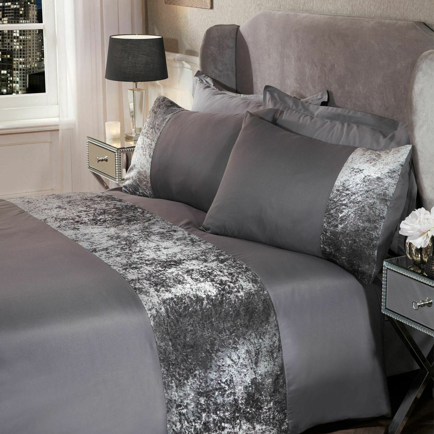 Pressed velvet panel duvet cover