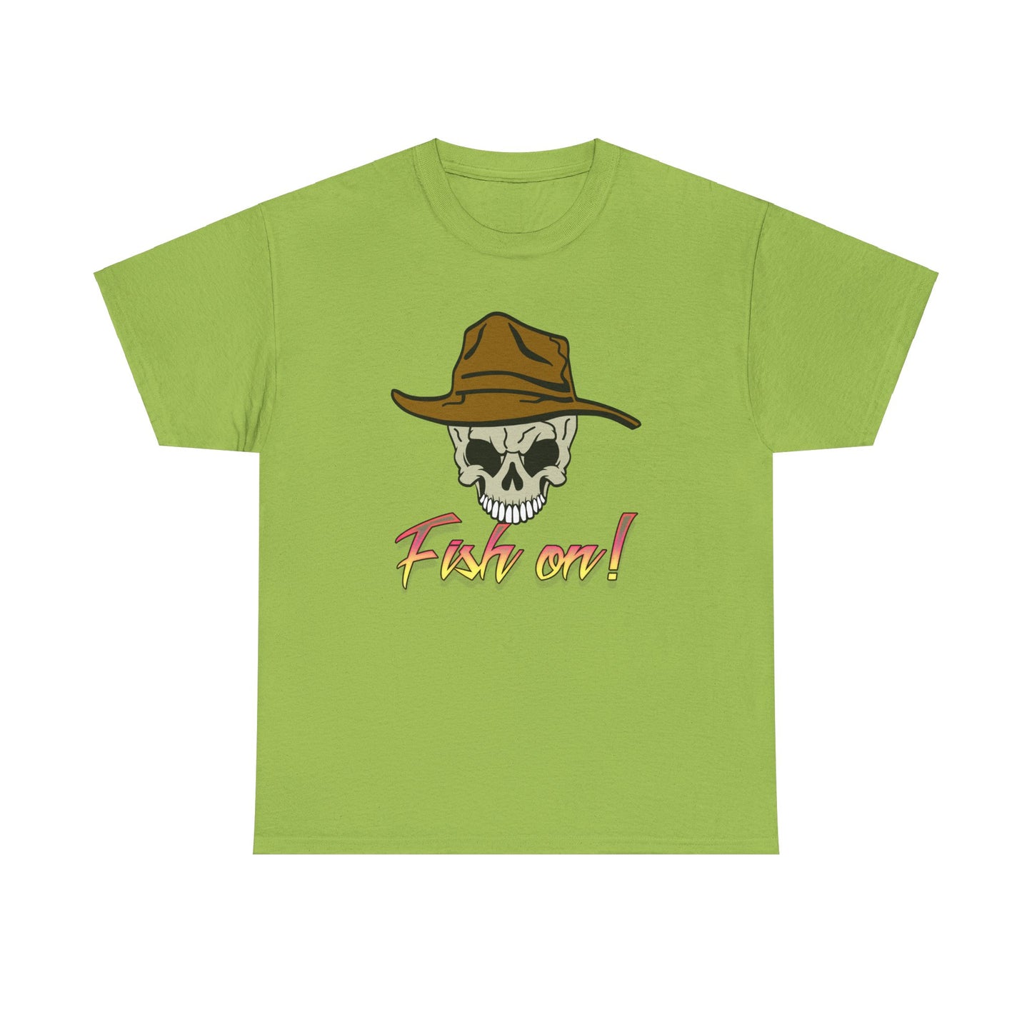 Fish on Skull. Heavy Cotton T-Shirt